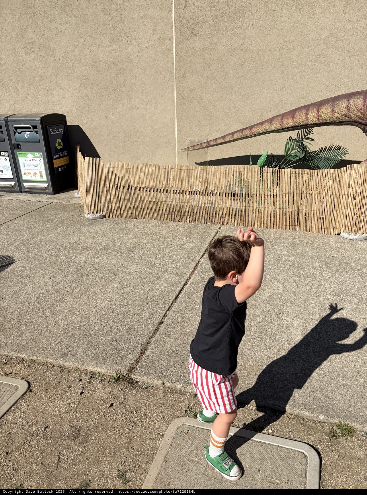 Child Looking Up at Urban Wall Installation