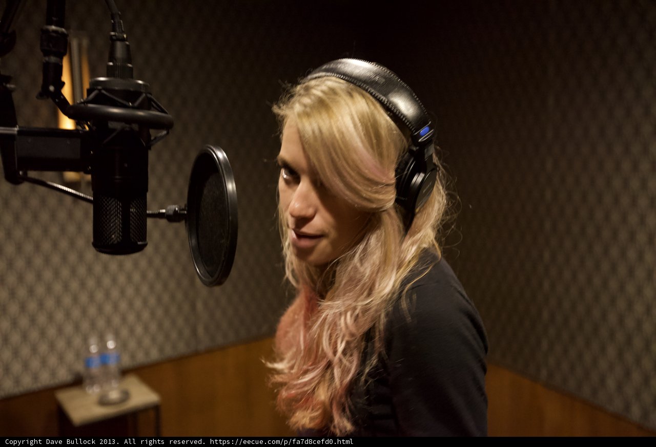 Pink-Haired Woman in the Recording Studio