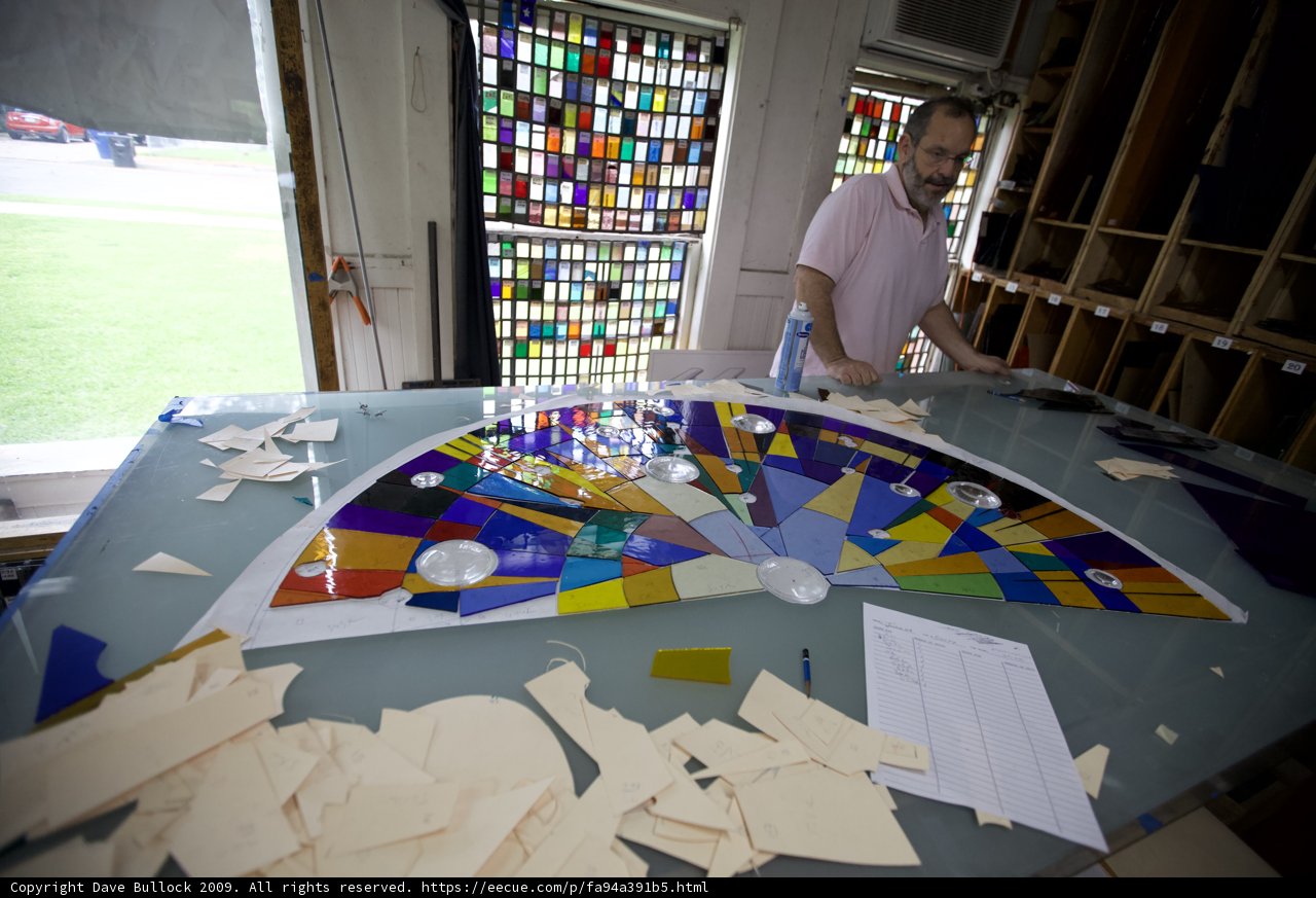 Working on a Stained Glass Masterpiece