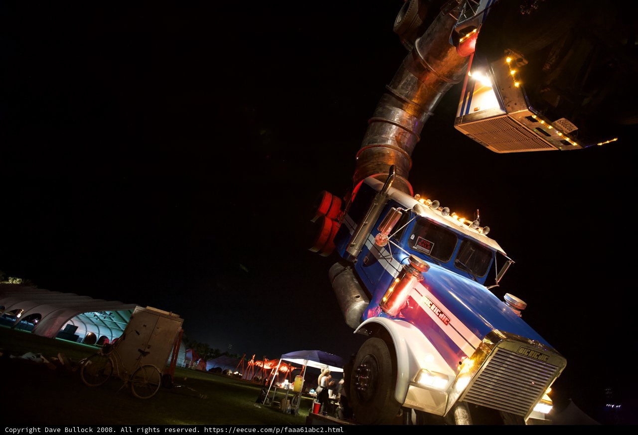 Upside-Down Truck at Night