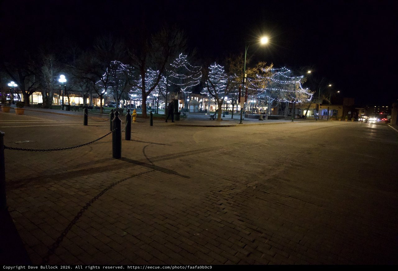 Winter Holiday Lights on Town Square at Night