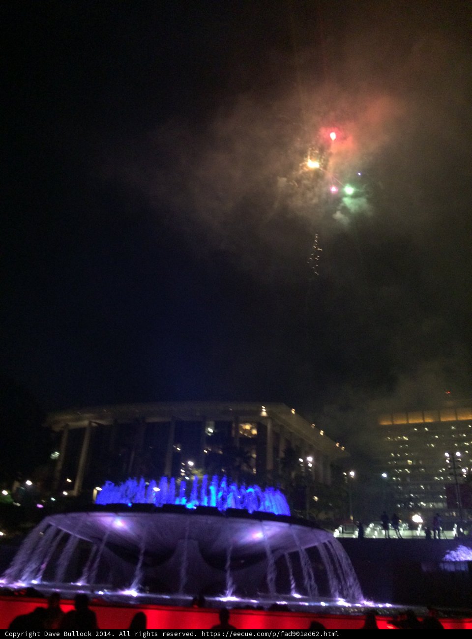 Sparkling fireworks light up the city skyline