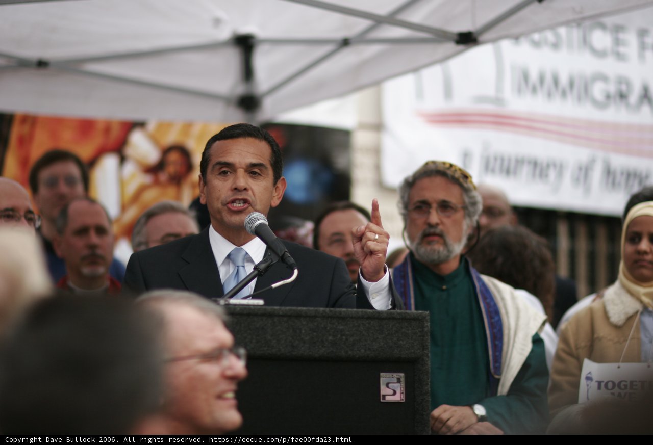Antonio Villaraigosa Addresses the Crowd at a Rally