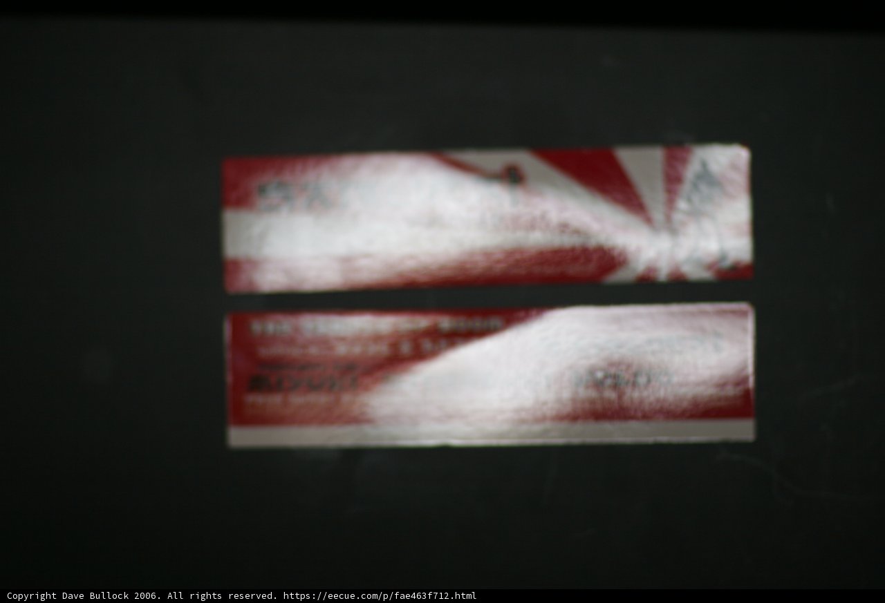 Red and White Stickers on a Black Surface