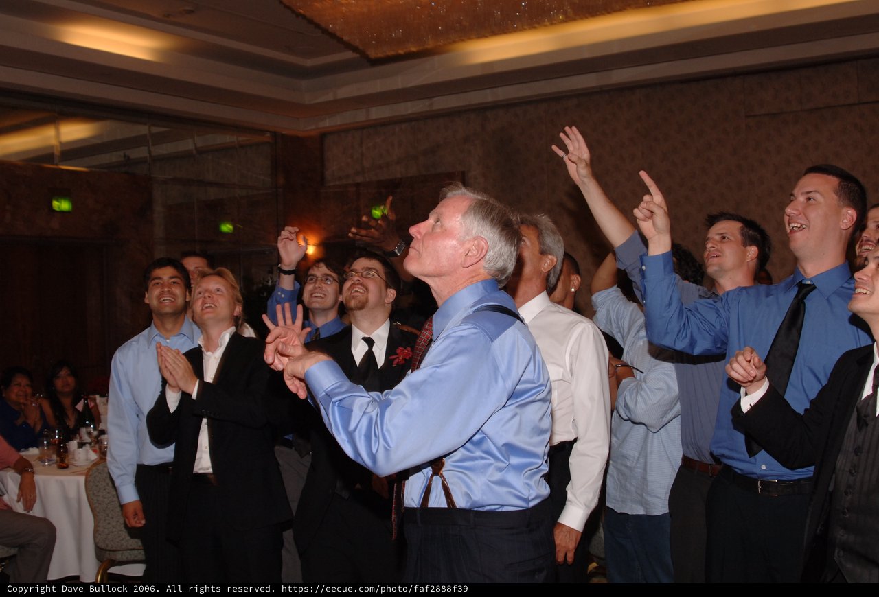 Groomsmen Erupt in Joy at Wedding Reception