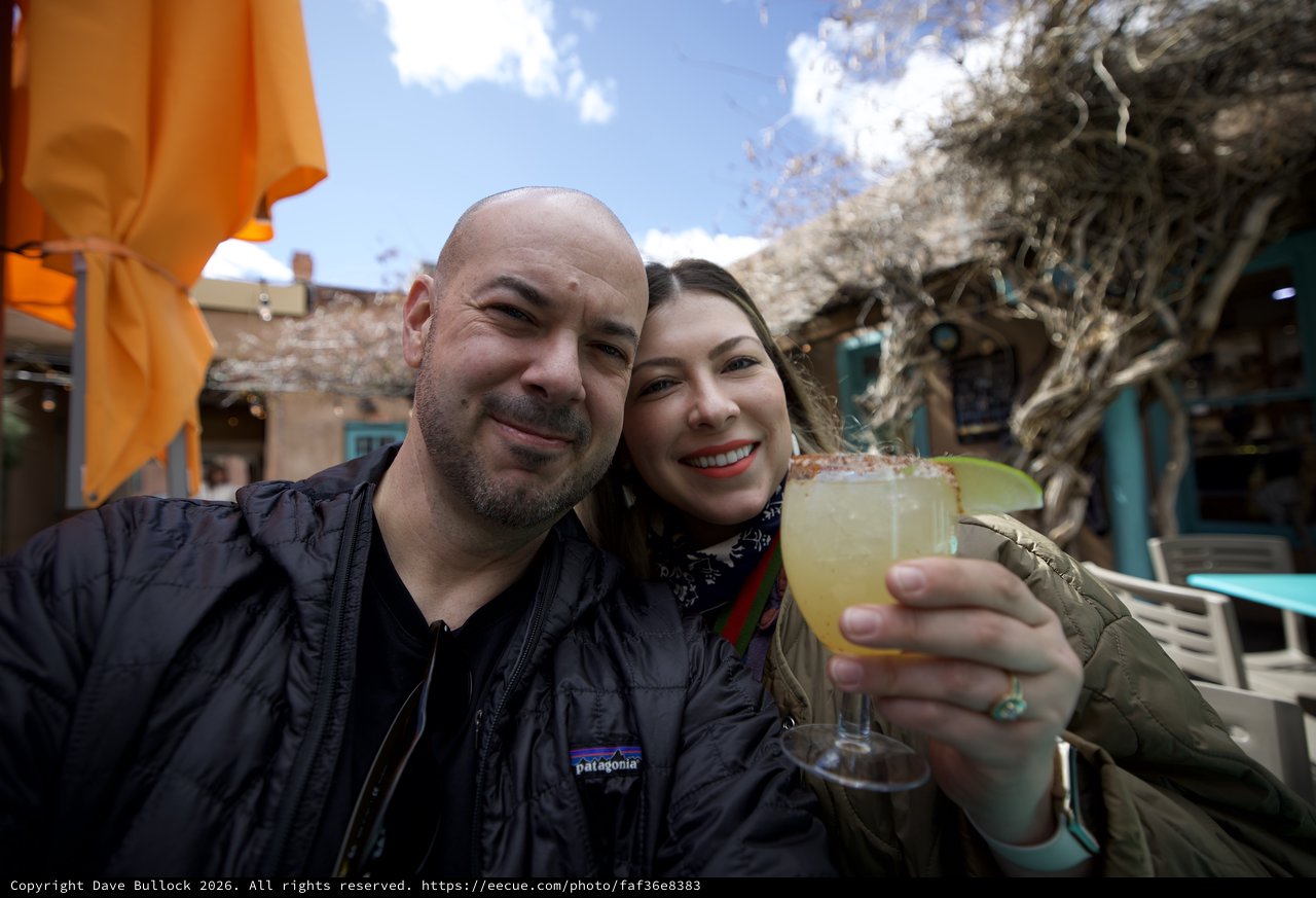 Couple Enjoying Margaritas at Santa Fe Outdoor Cafe