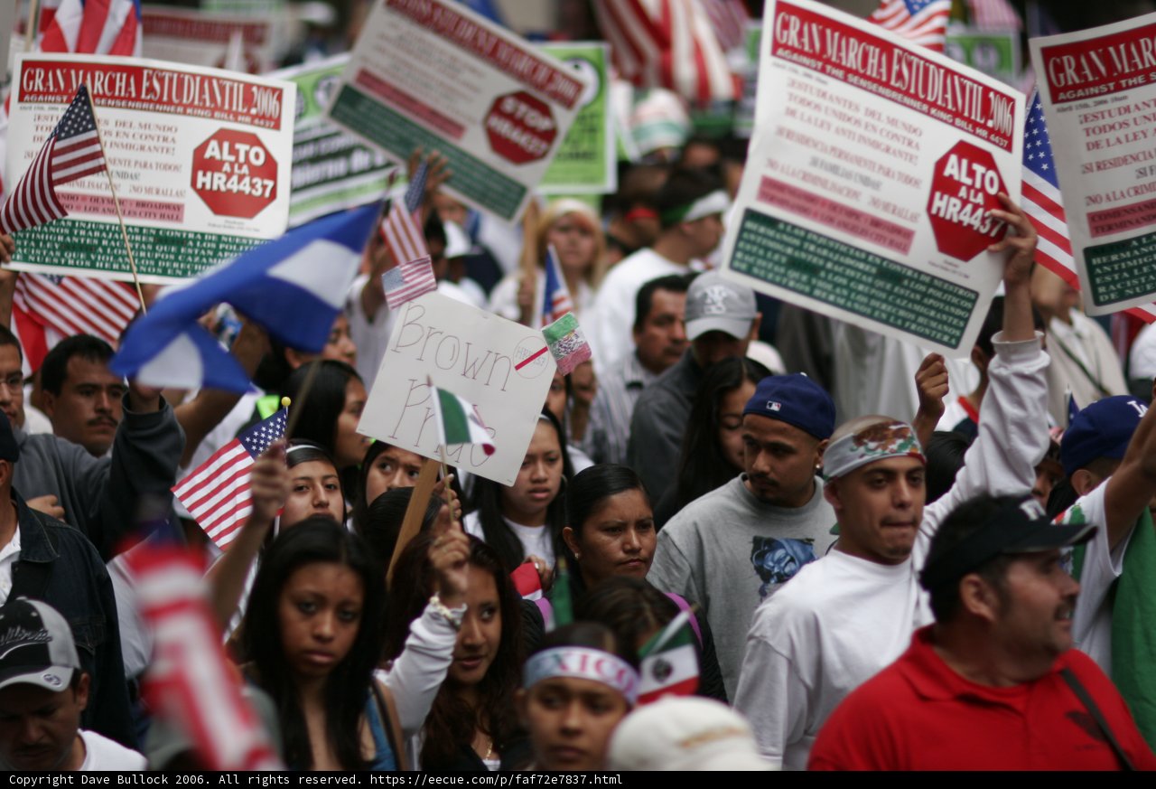 Student Protesters Demonstrate with Signs and Flags