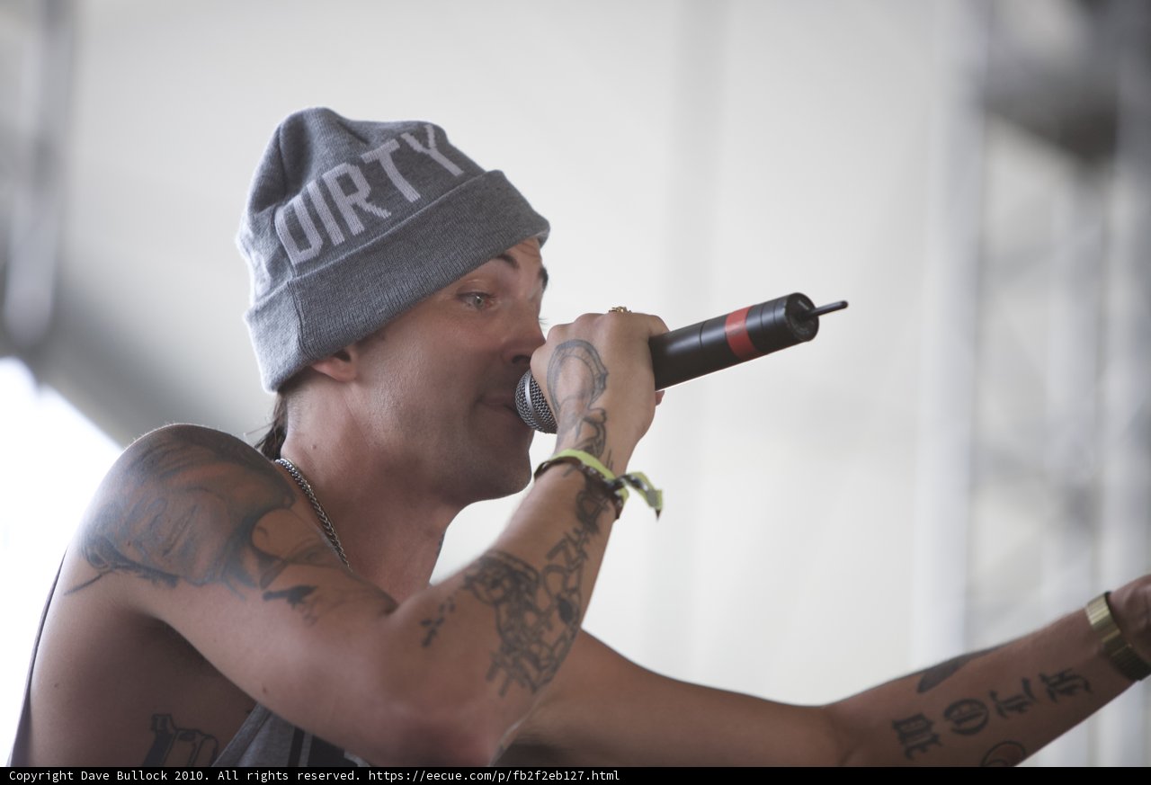 Tattooed Man Serenading the Crowd at Coachella
