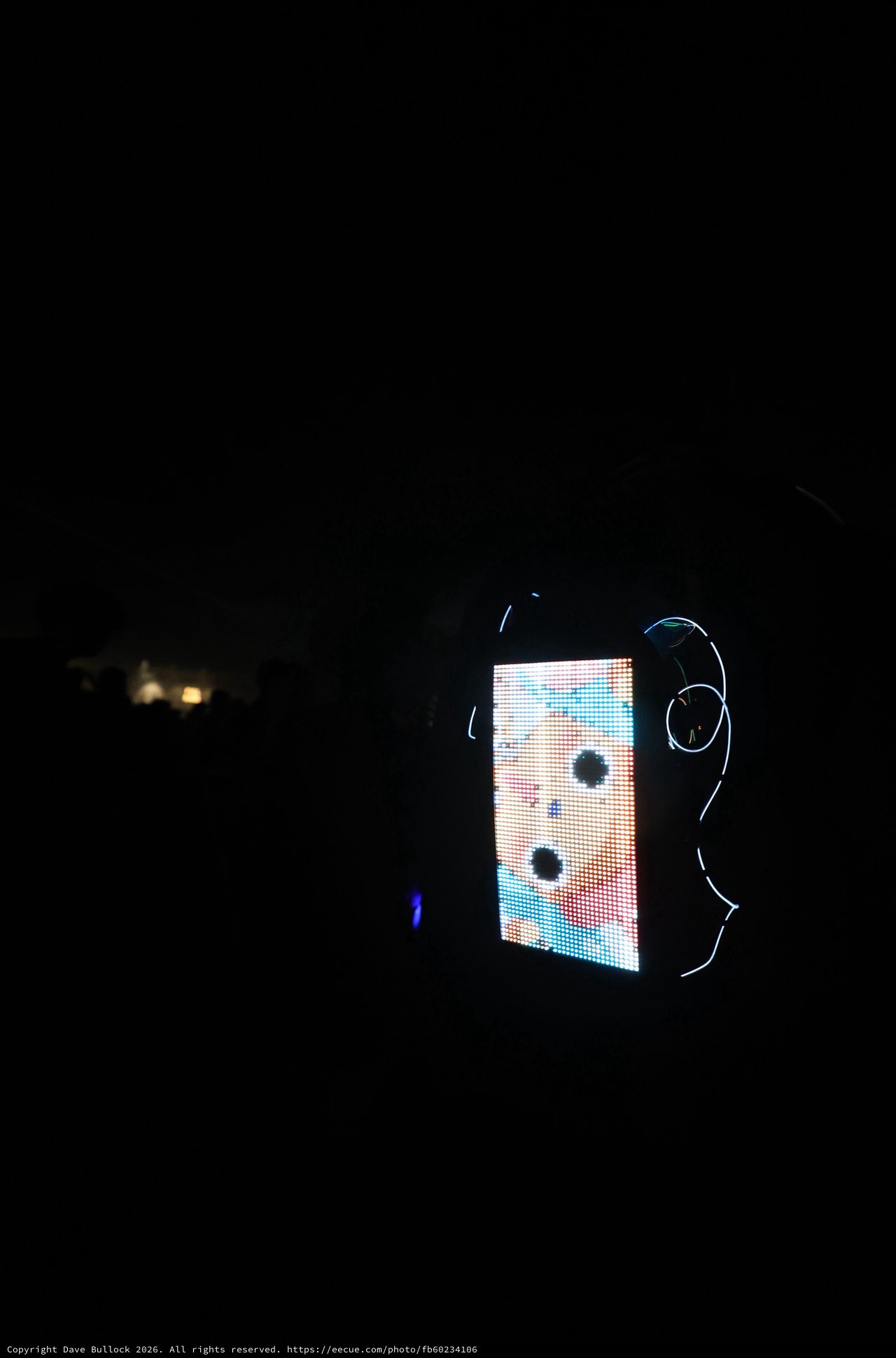 LED Face Display Glows in Dark Festival Night