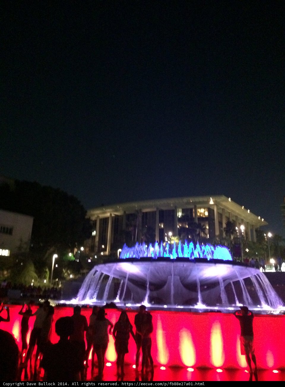 Nighttime Gathering at Civic Center Mall Fountain