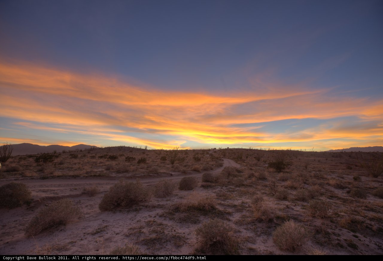 Desert Drive into a Colorful Sunset