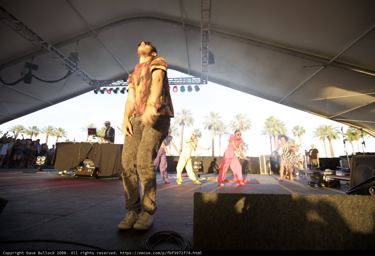 Man performing on stage at Coachella 2008