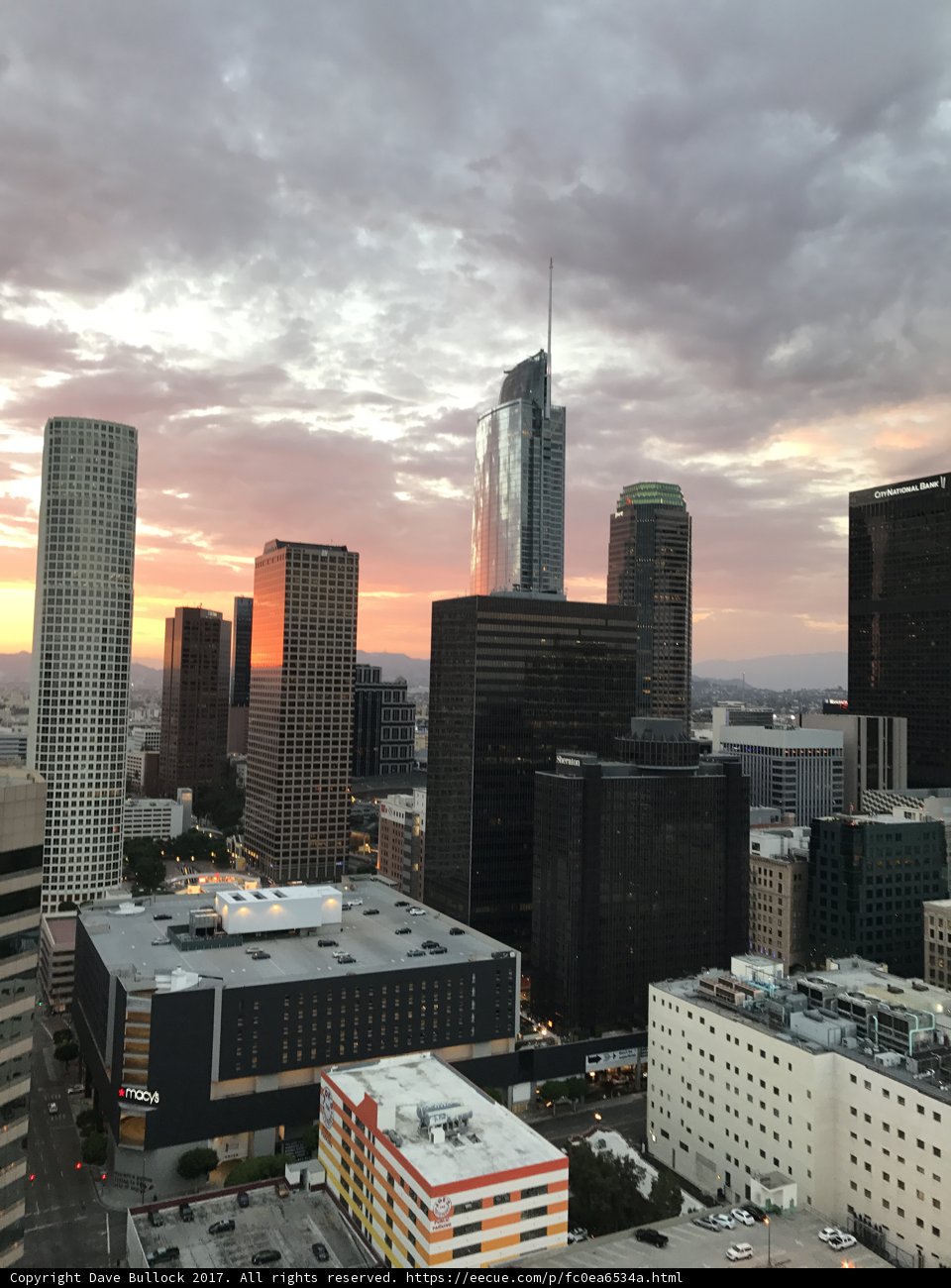 Sunset over the city's concrete jungle