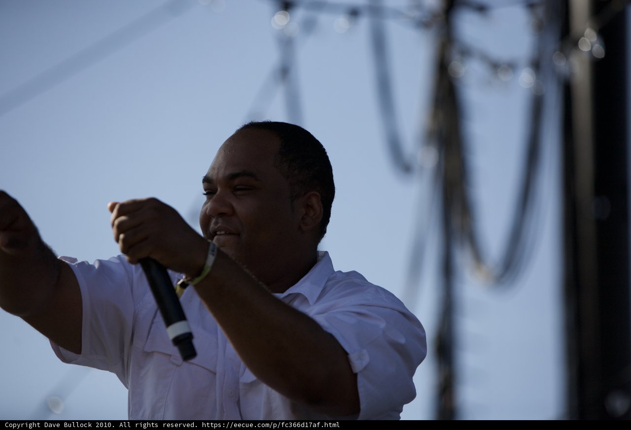 Vincent Mason takes the stage with a mic