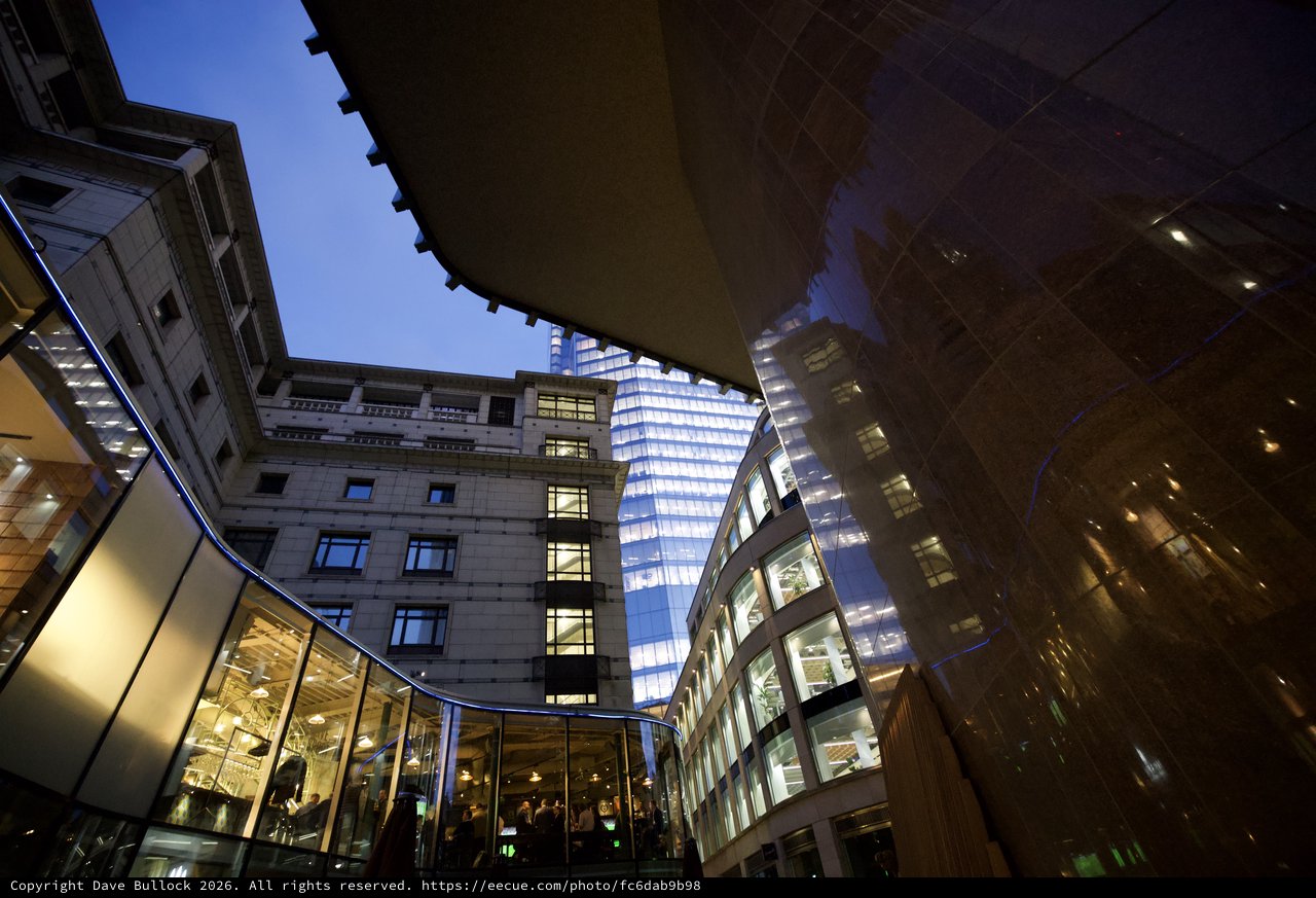 Modern Architecture at Dusk in London's Financial District