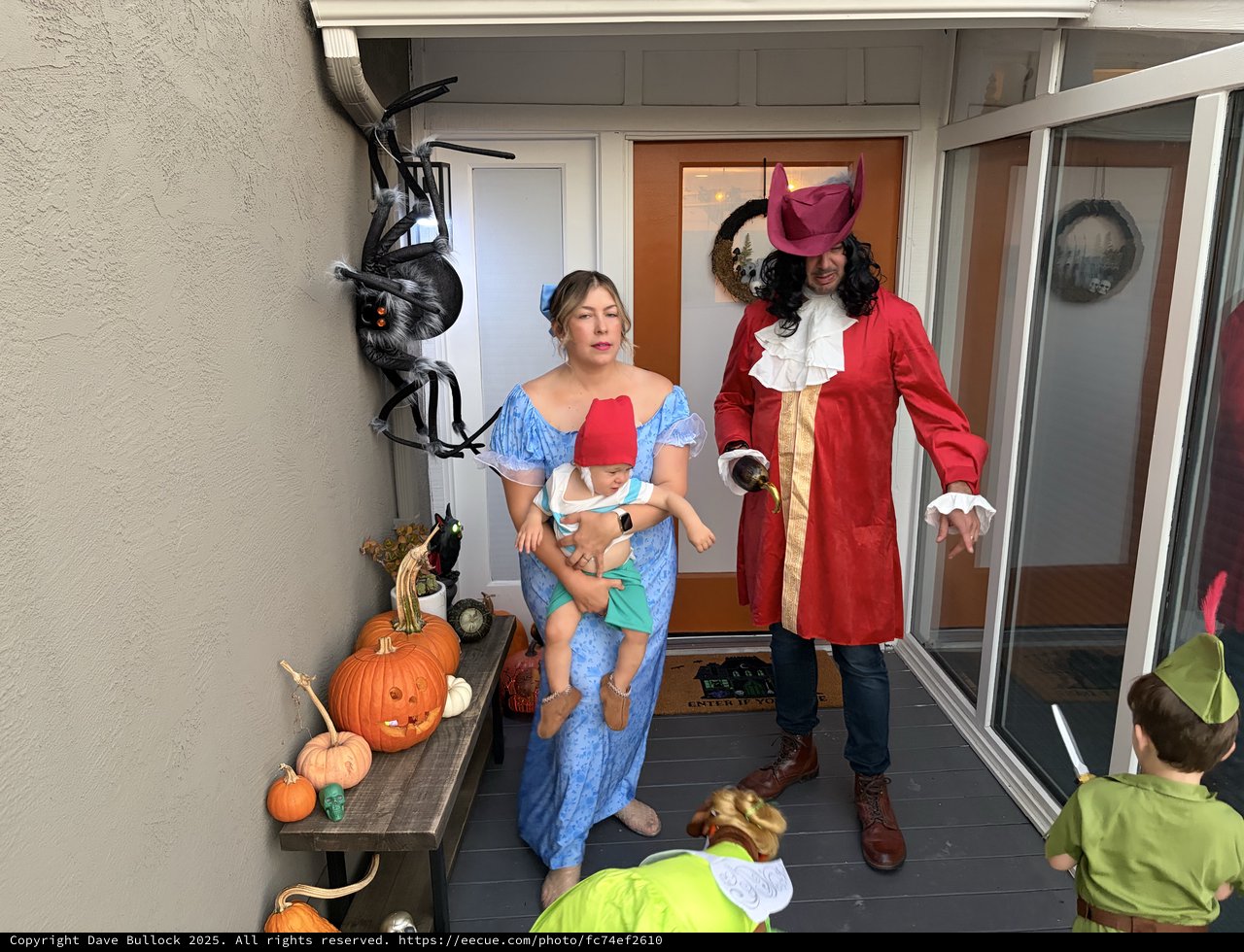 Peter Pan Family Halloween Costume on Front Porch