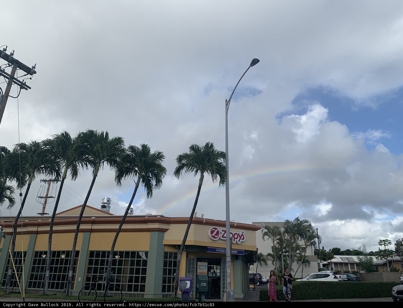 Rainbow over Honolulu office building