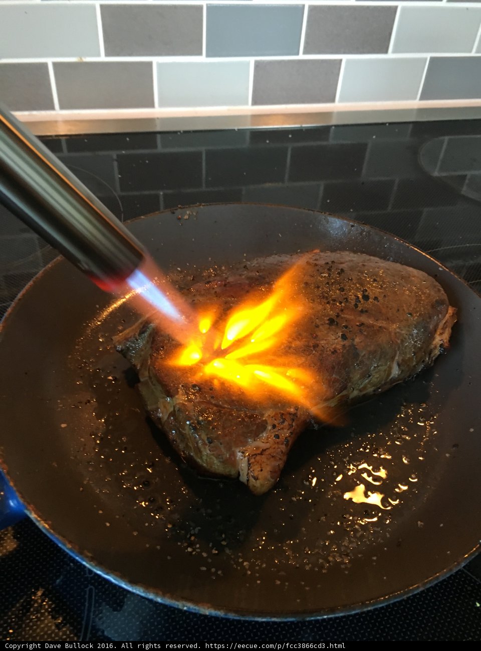 Sizzling Steak on a Flaming Pan