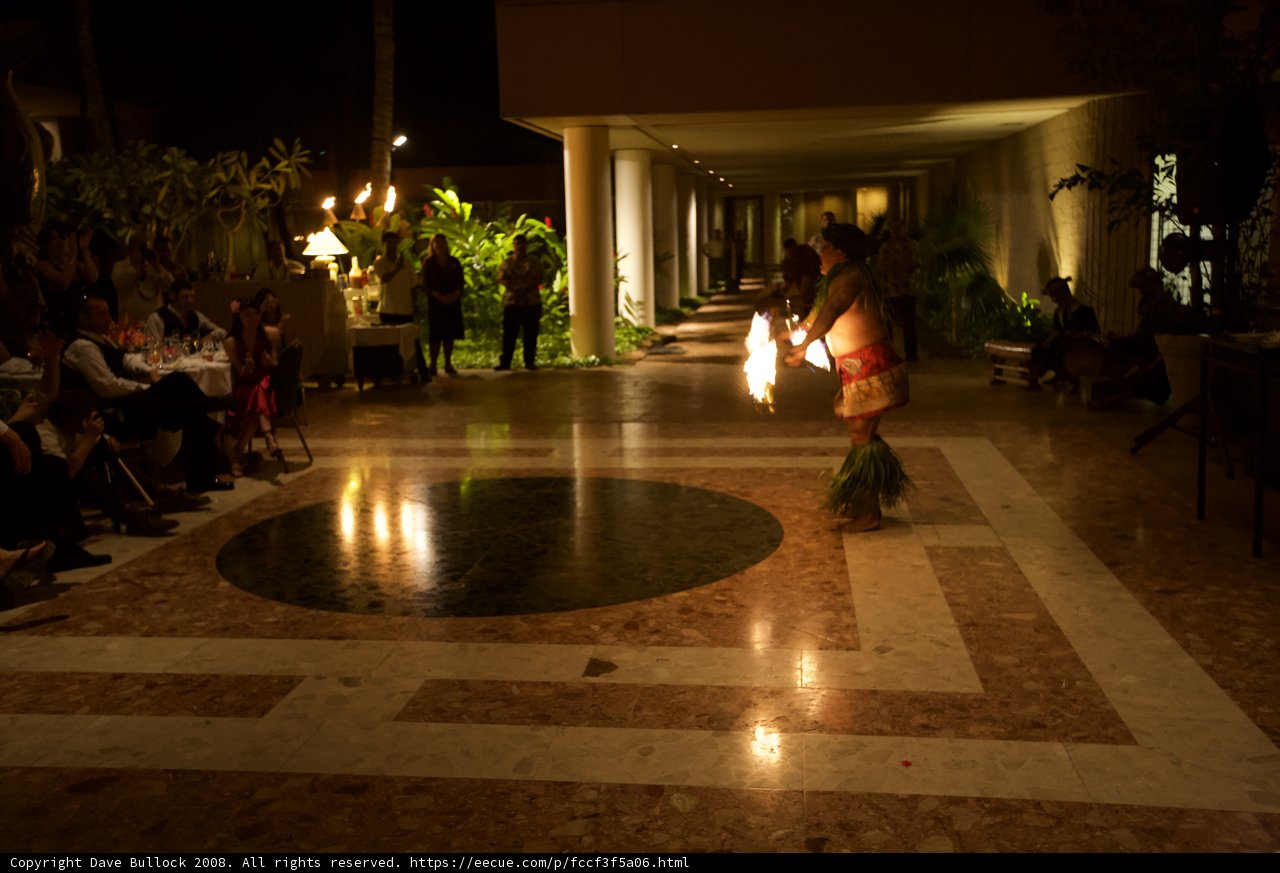 Fiery Dancing in Hawaii Hotel Lobby