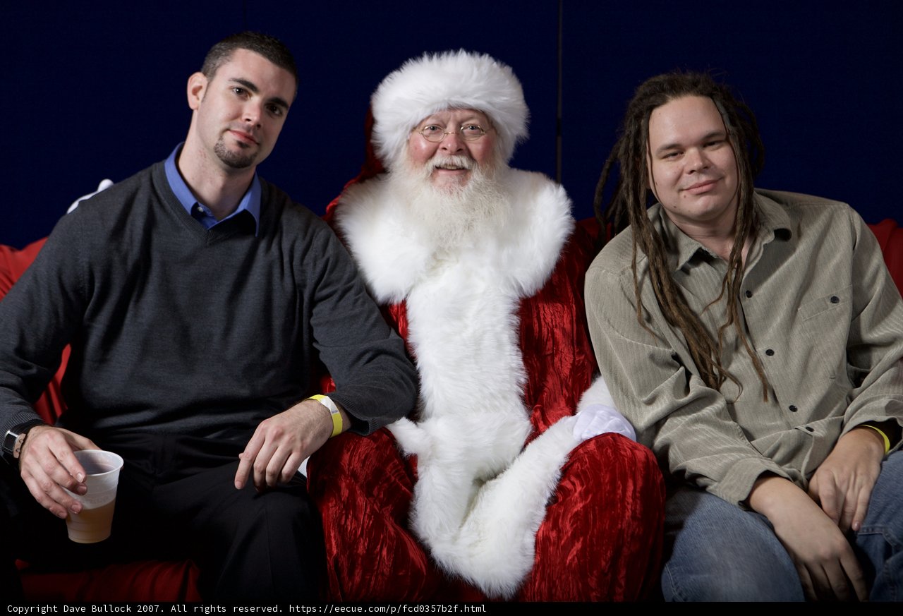 Santa and Three Men on the Couch