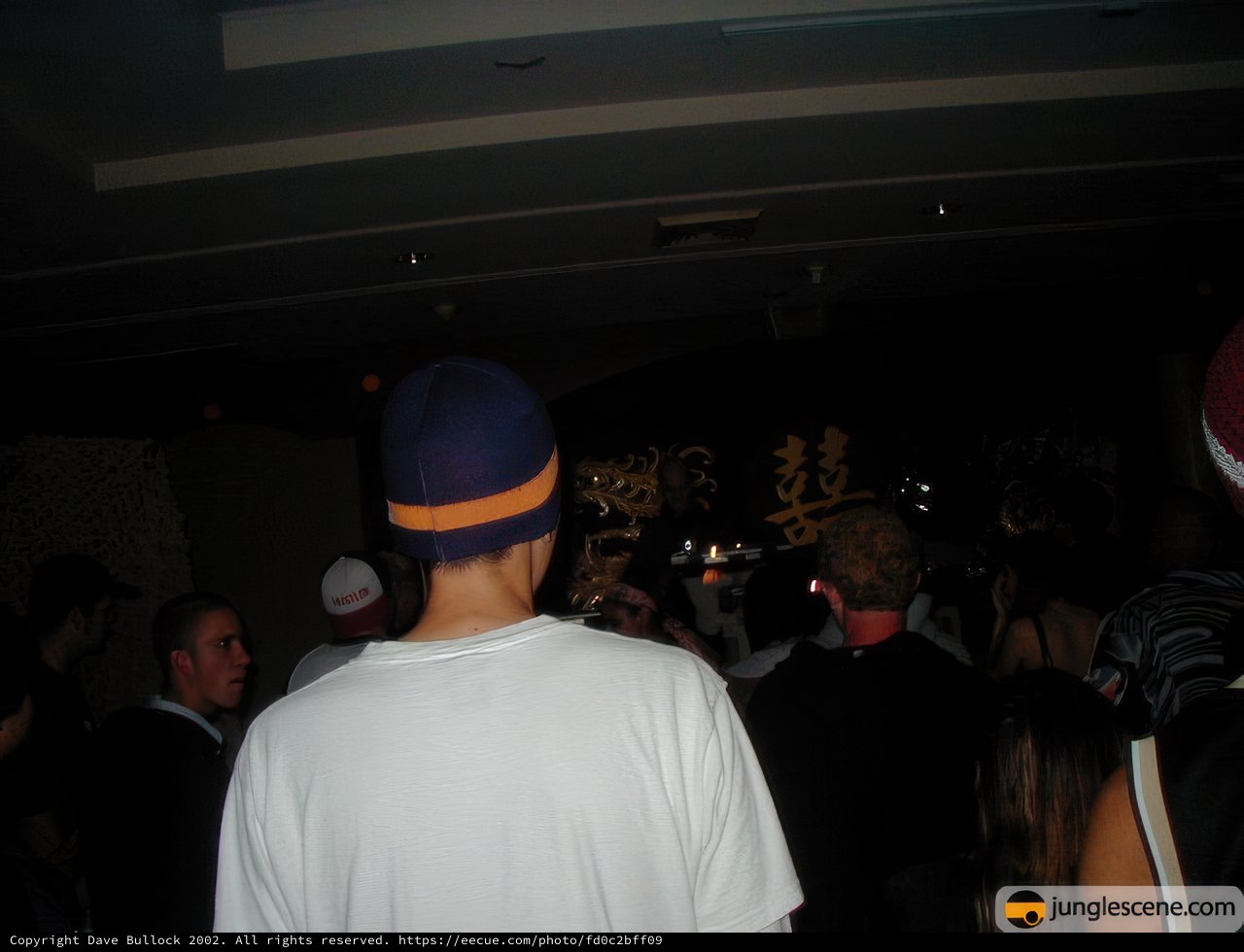 Hat-Wearing Man in a Nightclub Crowd