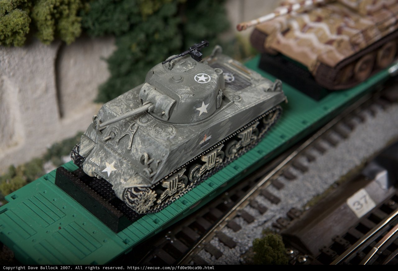 Military Tank on Train Track