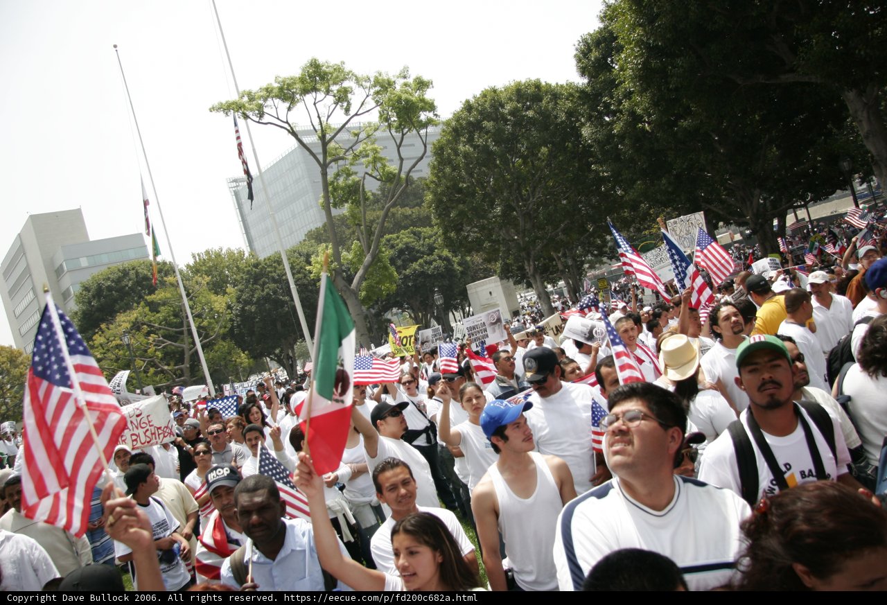 American and Mexican Flags Unite People in Parade