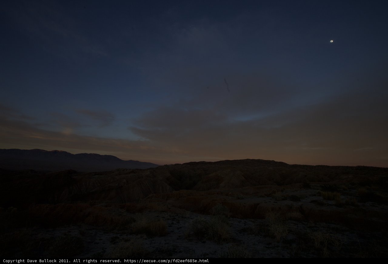 Moon and Plane over Anza Borrego Desert