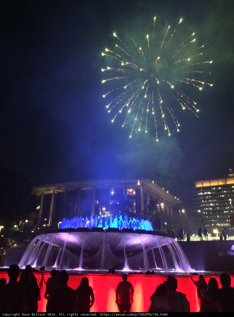Brilliant Fireworks Over the Fountain at Los Angeles' Civic Center Mall