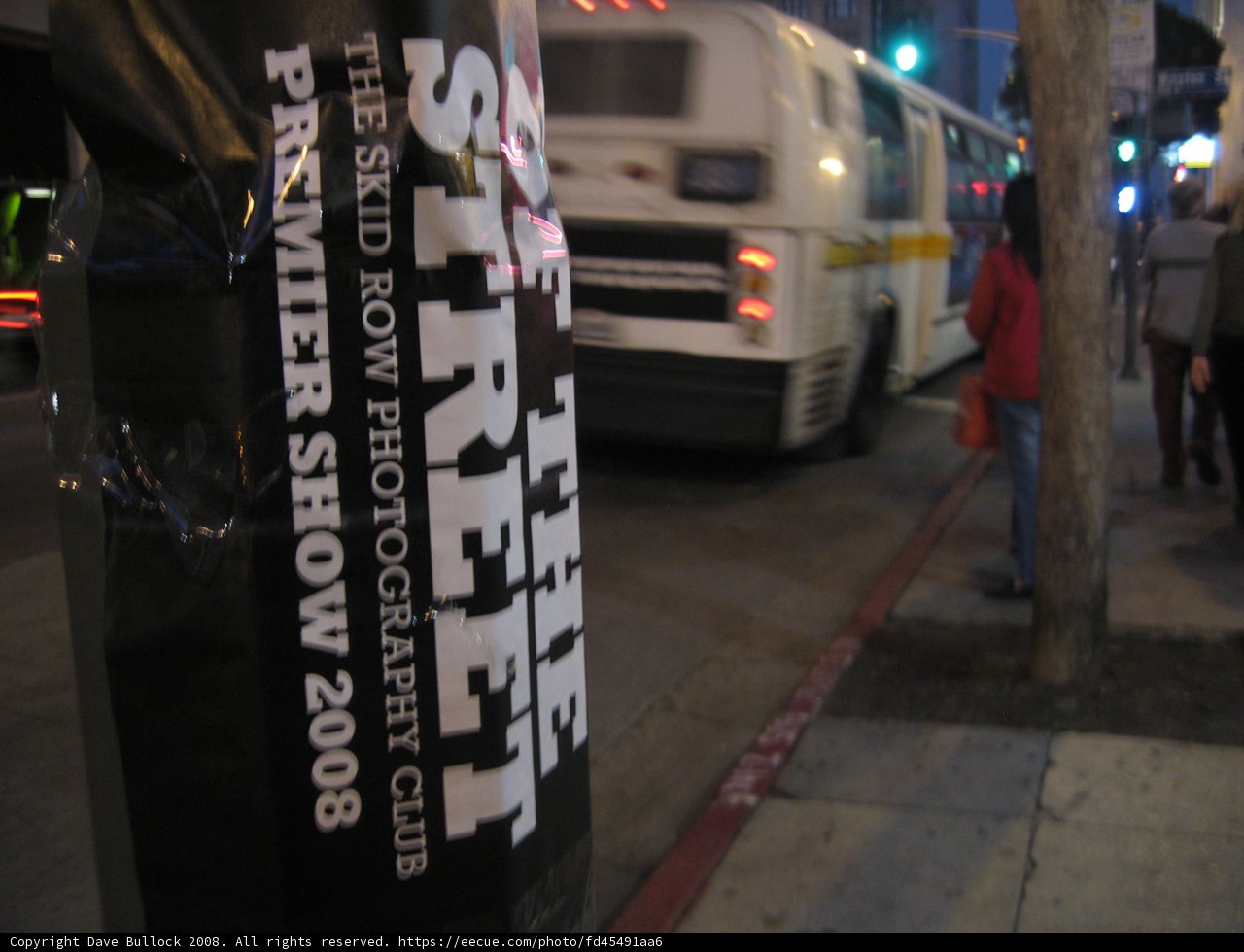 Parked Bus on Busy Street