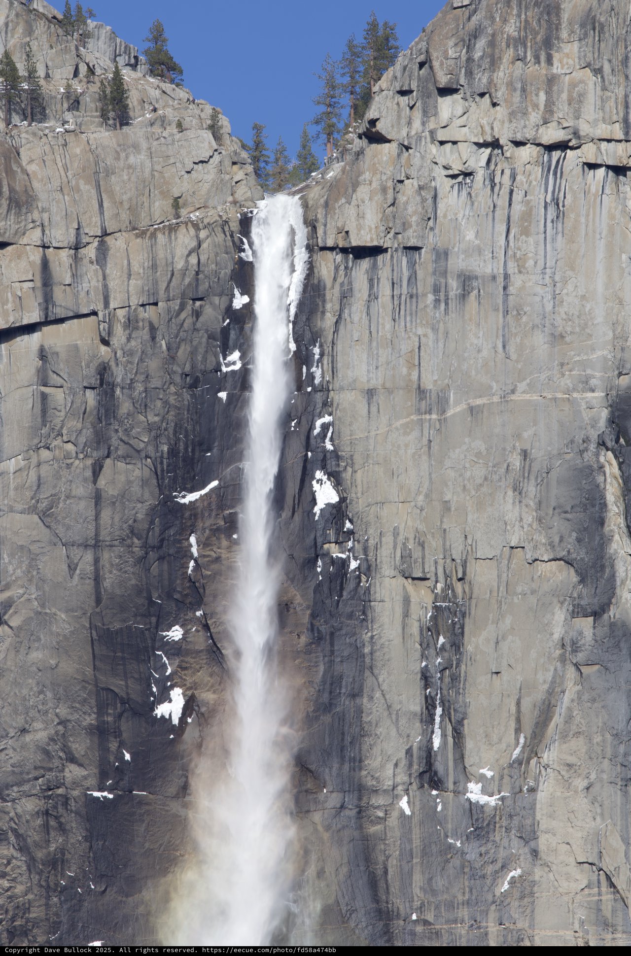 Upper Yosemite Fall Cascading Through Granite Cliffs