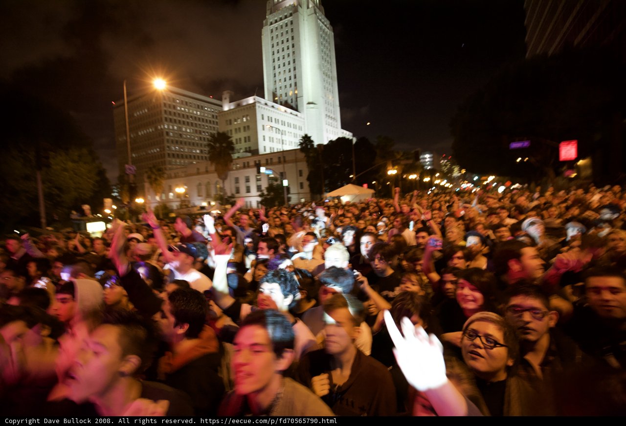 Nighttime Crowds at Metropolis Building