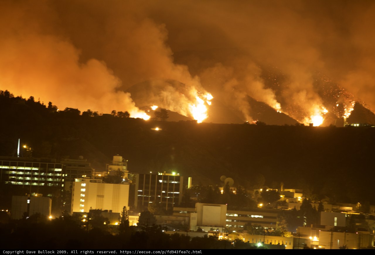Flames engulf the cityscape