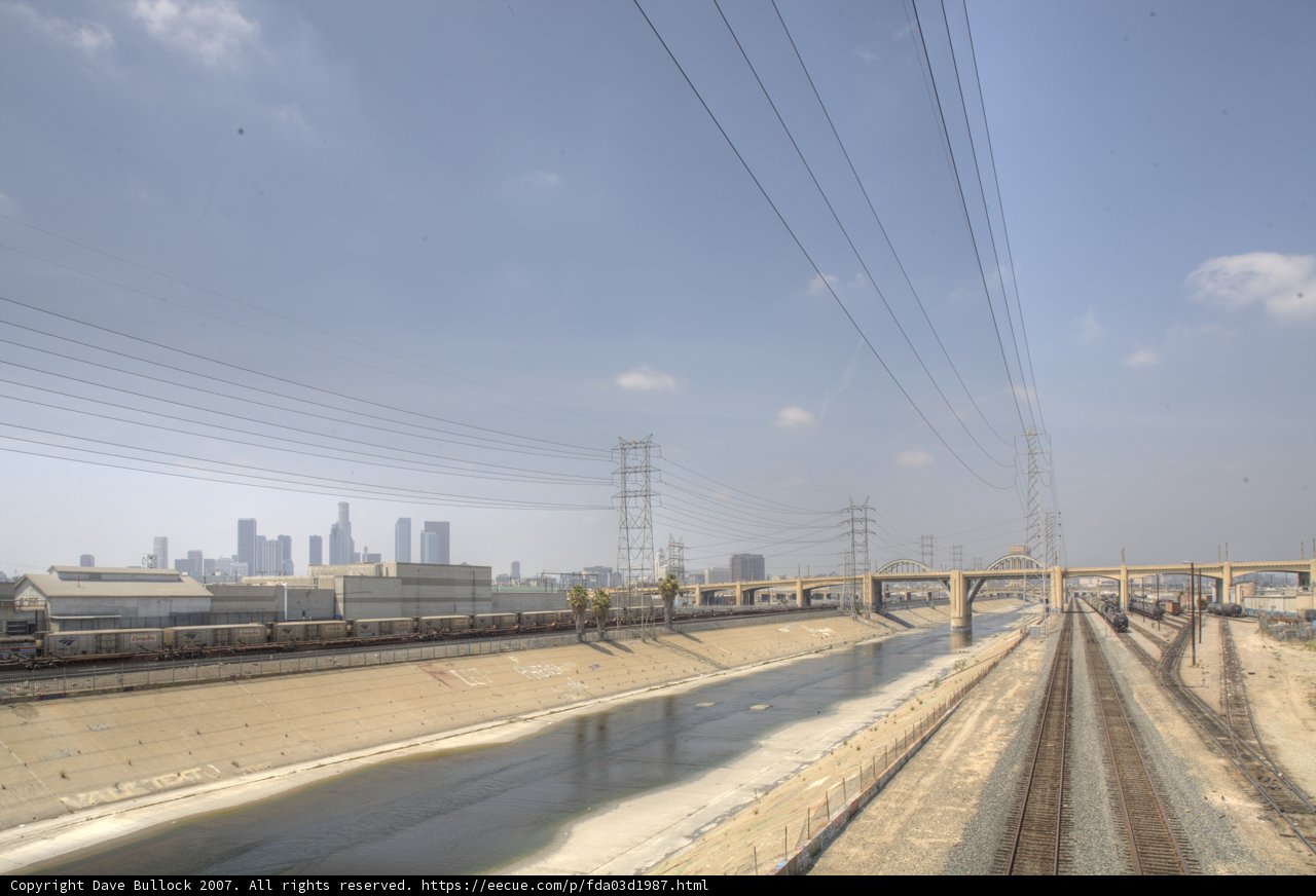 Train traveling down the river