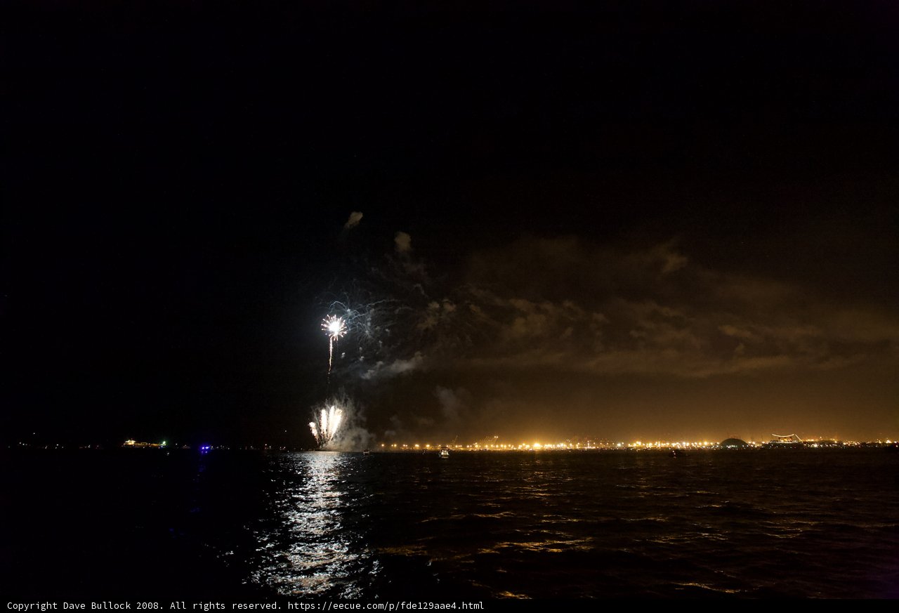 Fourth of July Fireworks Light up the Night Sky over the Water