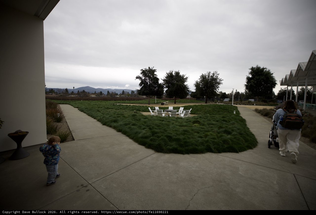 Overcast Evening at Modern Outdoor Gathering Space