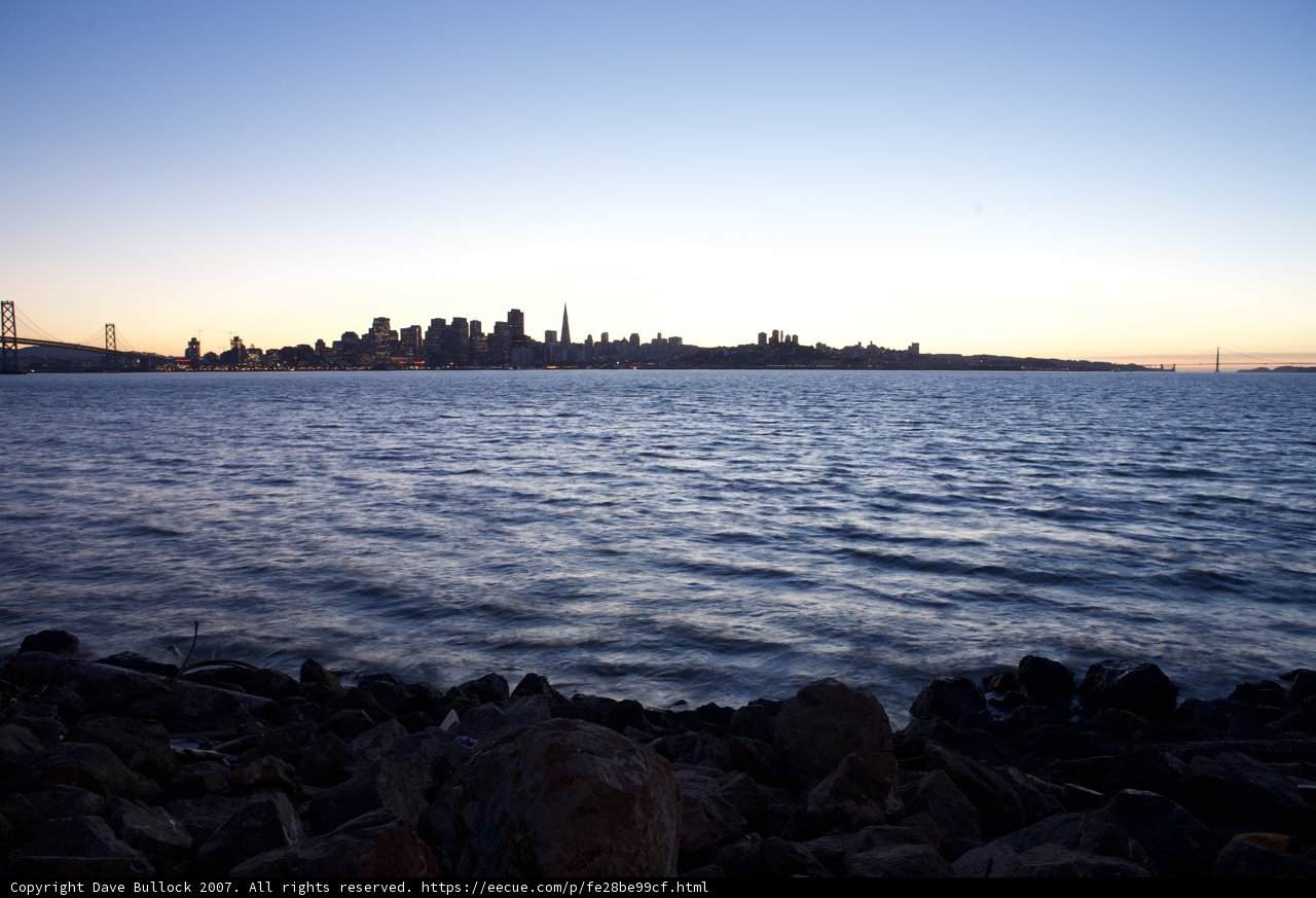 City skyline glistening in the sunset