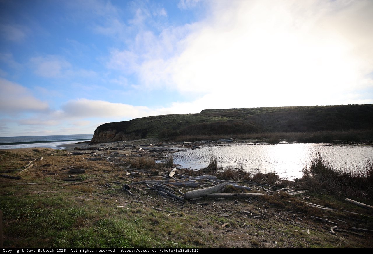 Coastal Wetland at Drakes Beach with Dramatic Headland