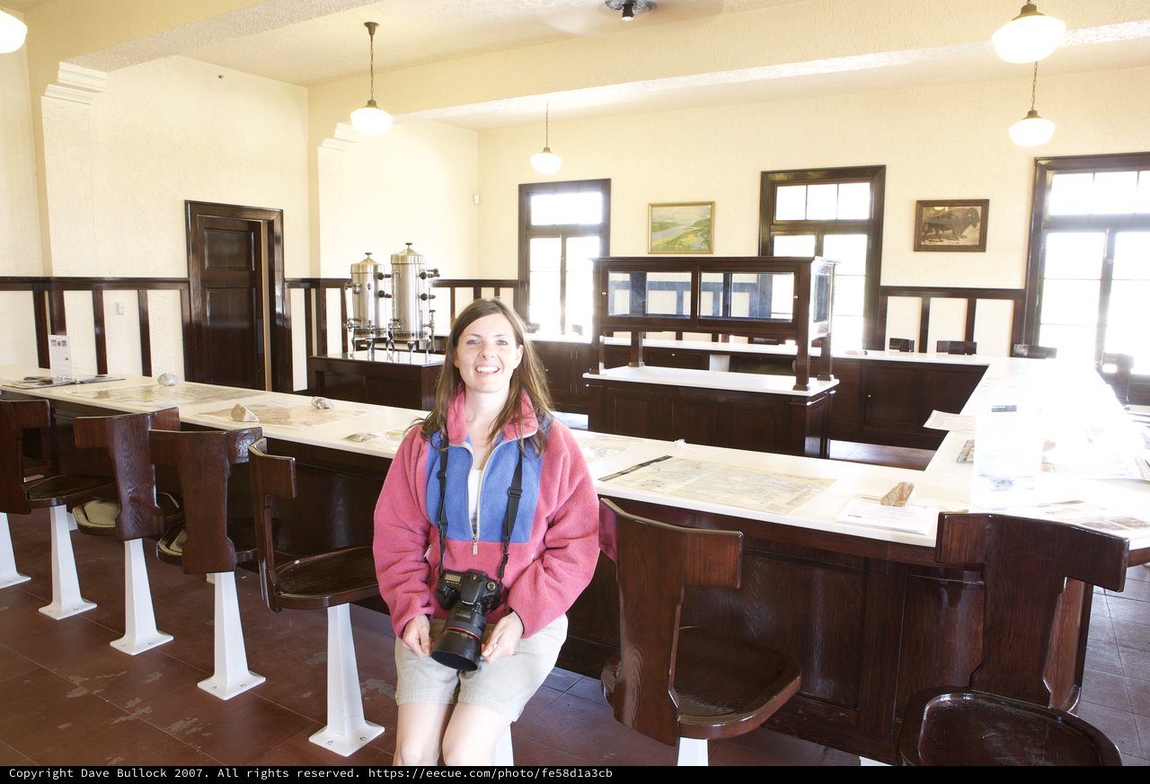 Smiling Photographer Inside Historic Park Visitor Center