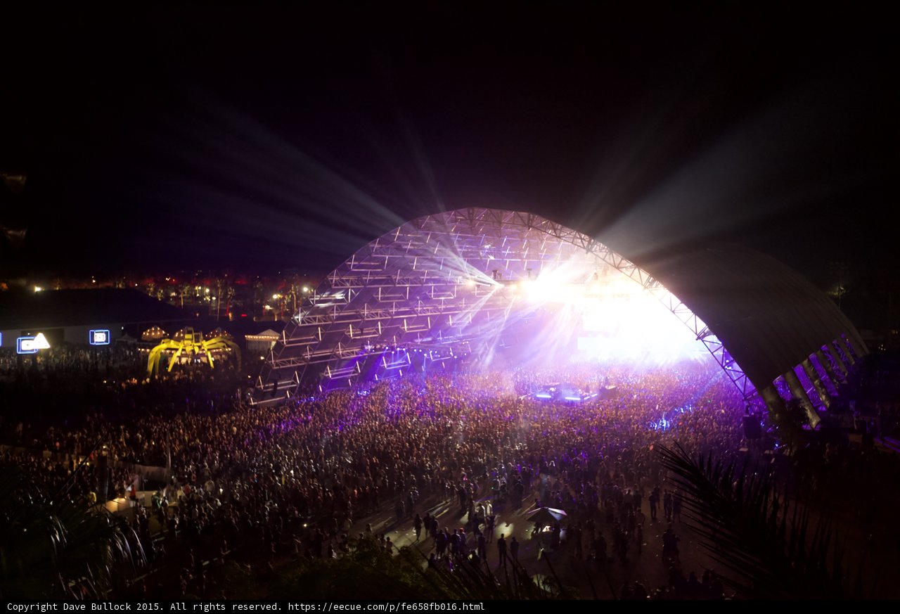 Nighttime Fireworks Concert Crowd