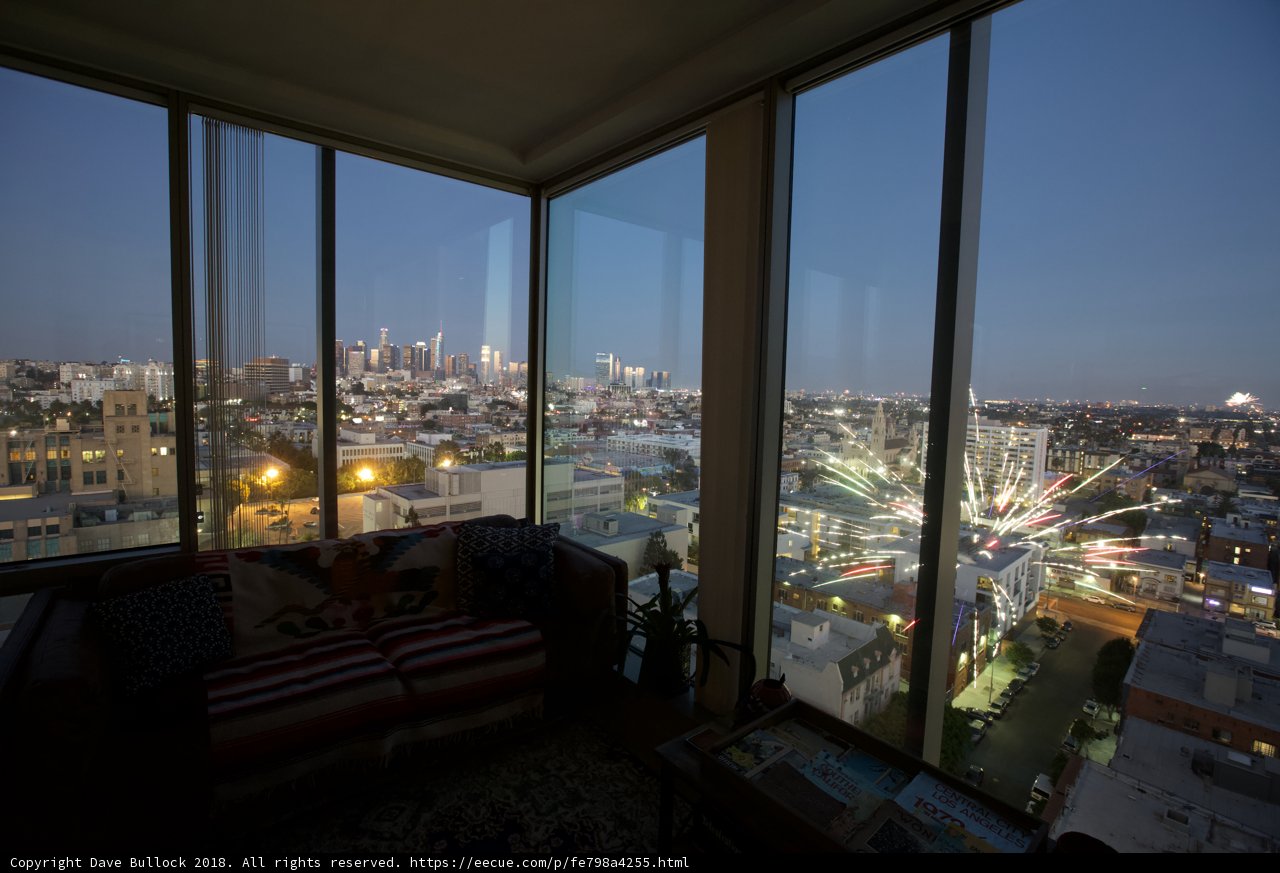 Cityscape View from High Rise Living Room