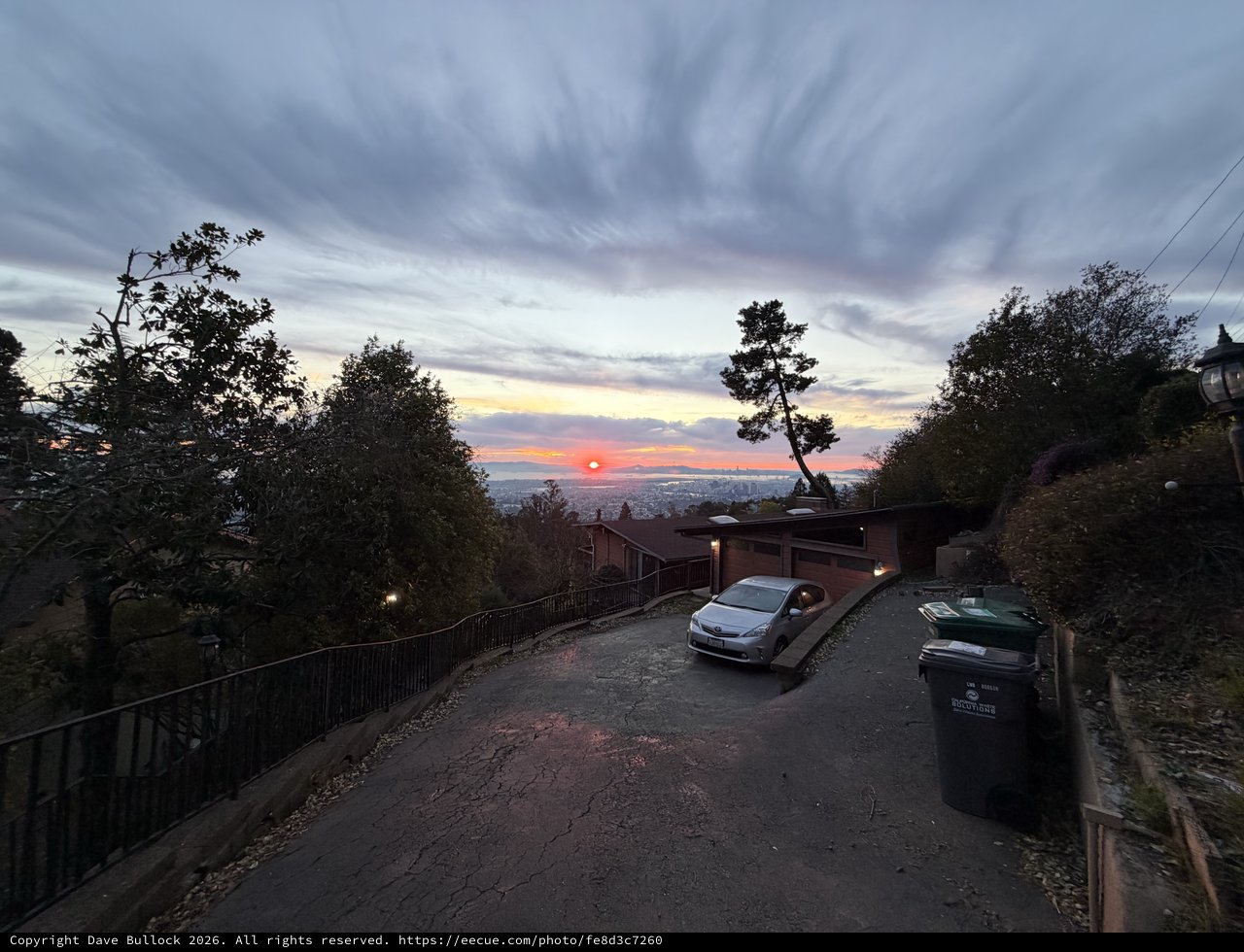 Sunset View from Oakland Hills Residential Street