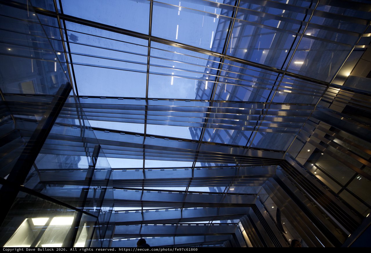 Modern Glass Atrium Architecture Looking Skyward