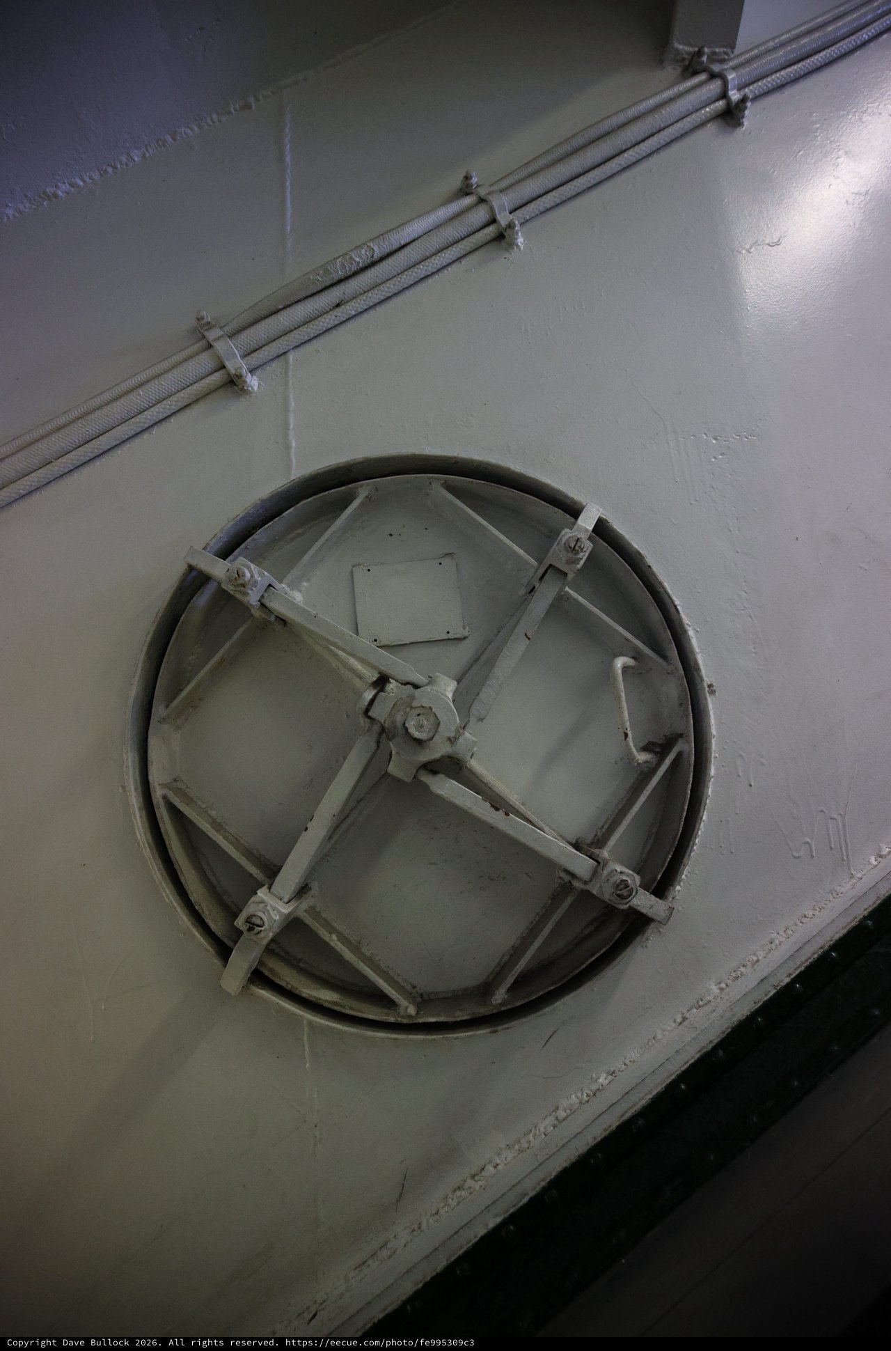Circular Hatch with Metal Spokes on Naval Vessel