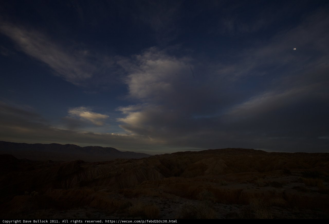 Moon and Clouds over Anza Borrego Desert