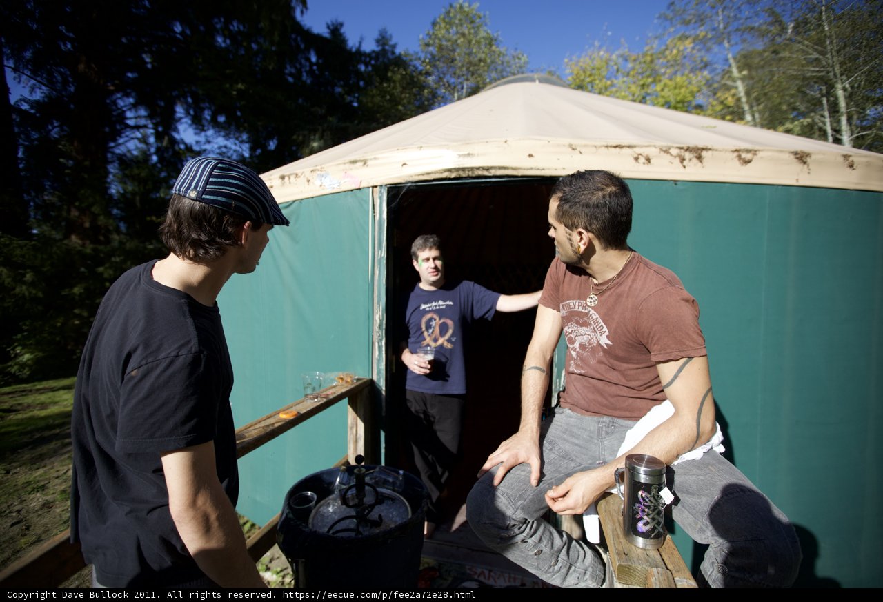 Three Men Camping by the Yurt