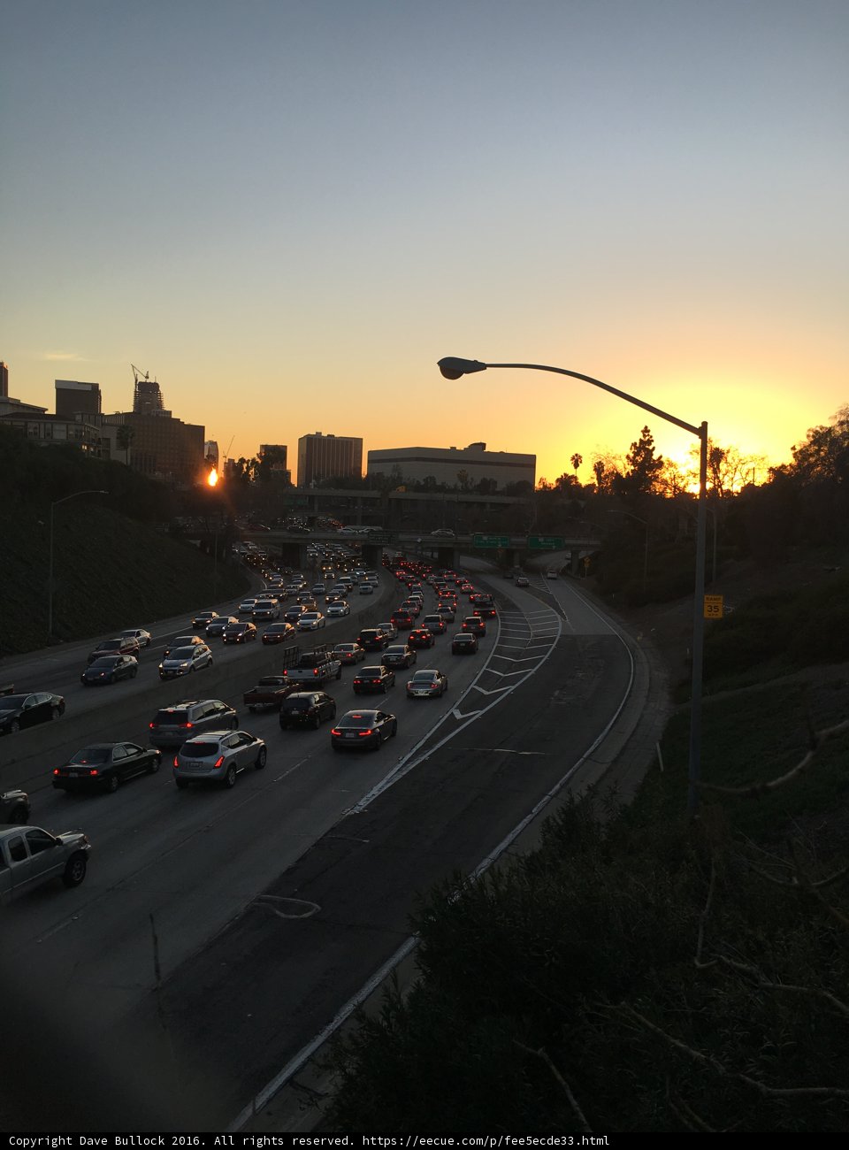Rush Hour on the Freeway at Sunset