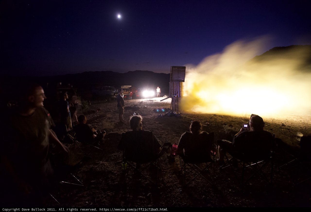 Night Rocket Launch Over the Desert Hill