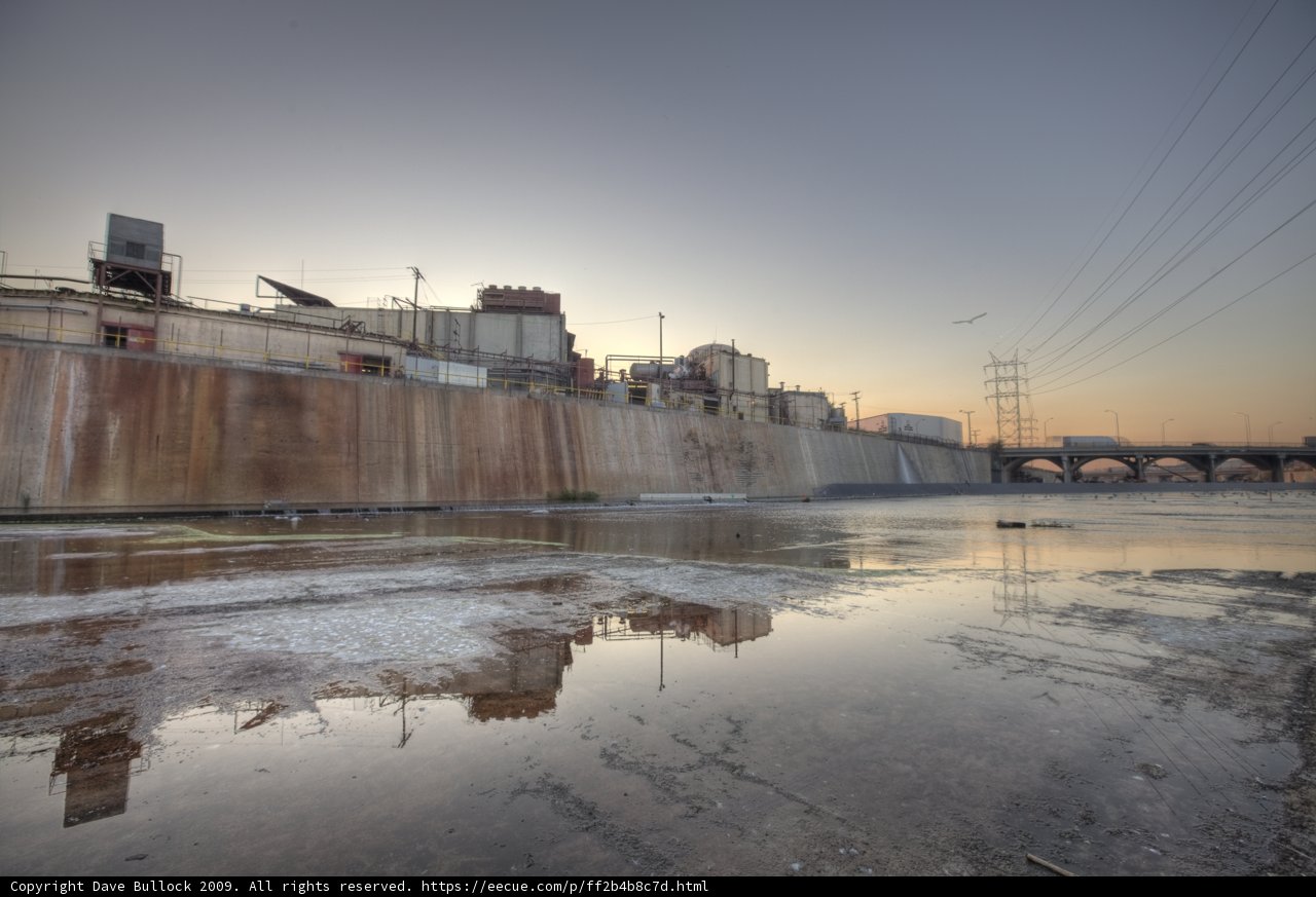 Sunset over the LA River and Dam