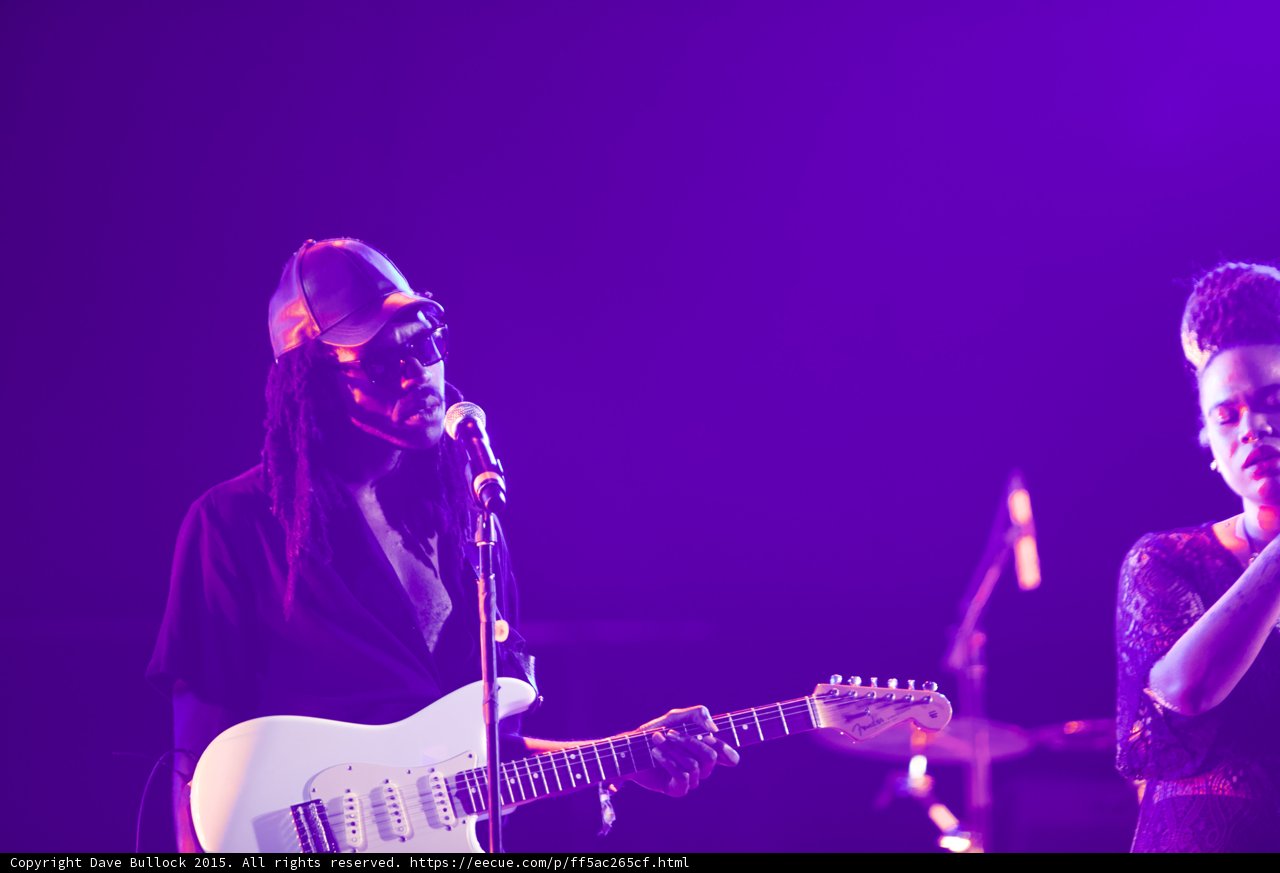 Solange Guitarist Dreadlocks Portrait White Stratocaster Singing Backing Vocalist Purple